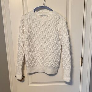 Elegant White Cable Knit Sweater